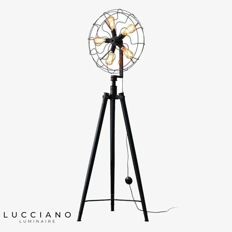 Industrial tripod floor lamp with 5 lights