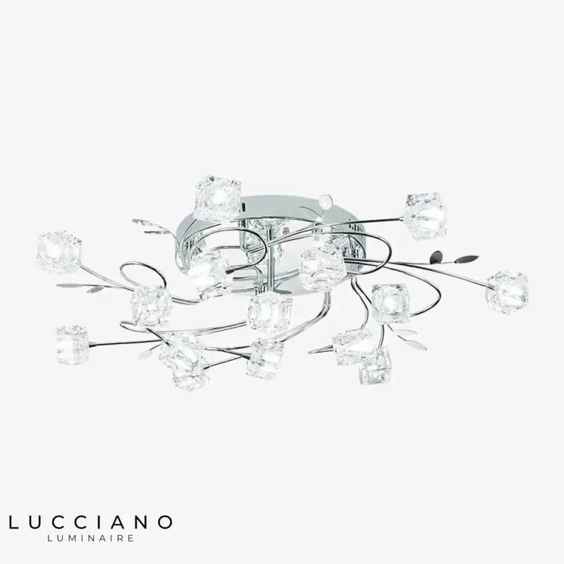 Chrome LED Ceiling Light with Glass Cubes