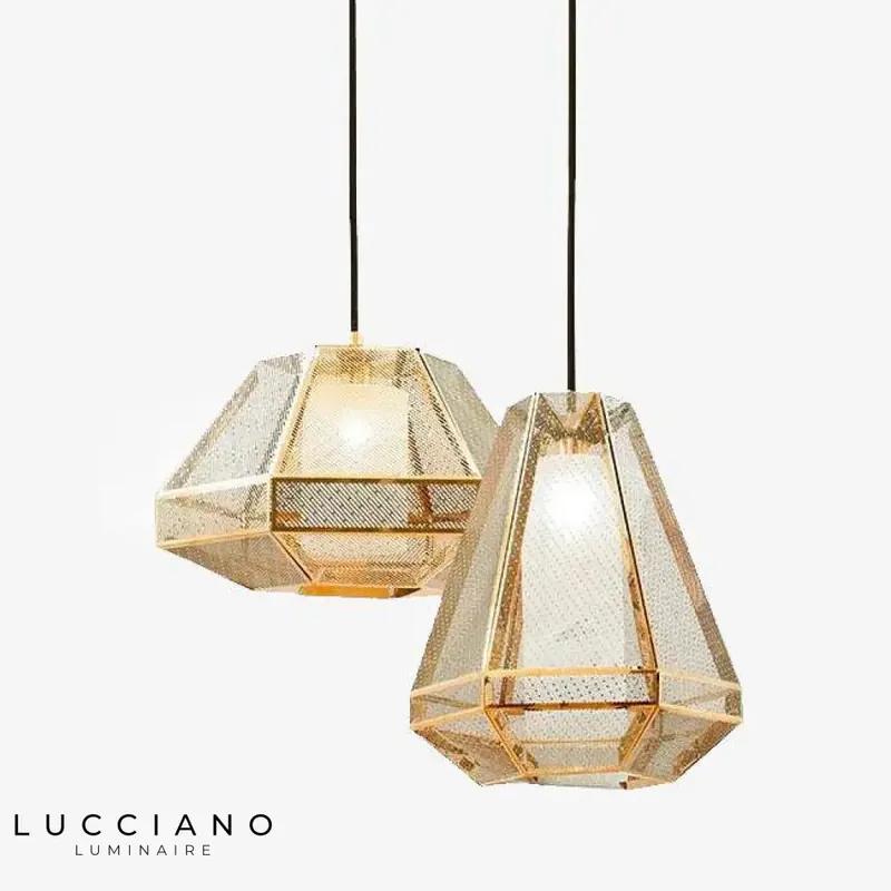 Modern Geometric Gold LED Pendant Light