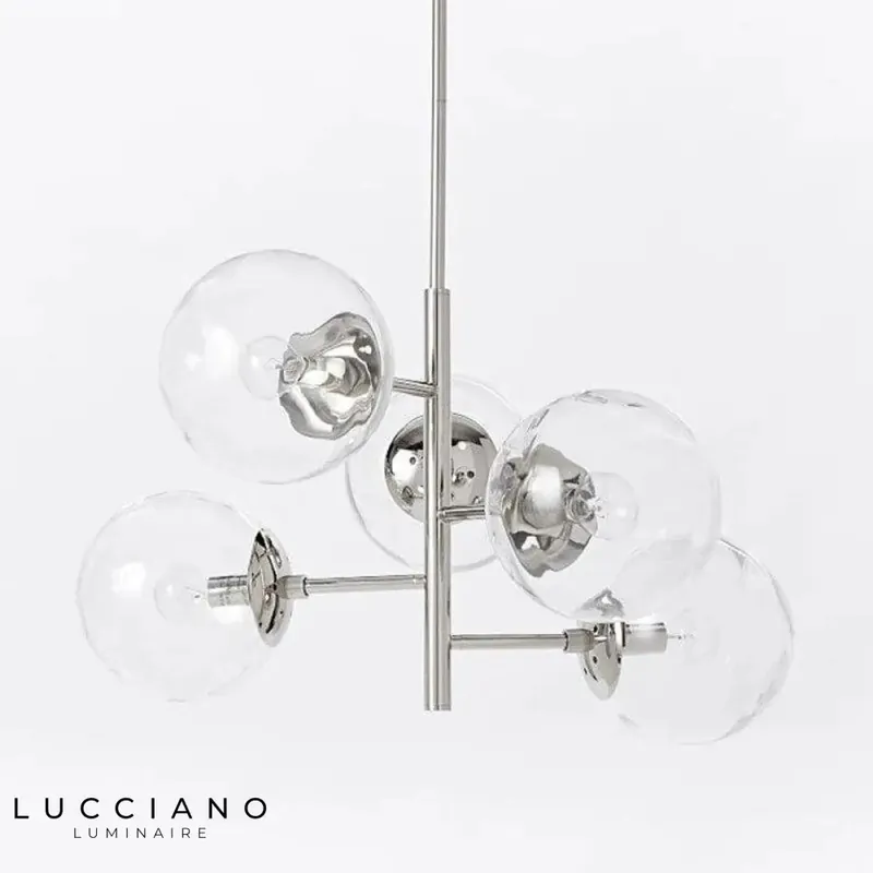 Bubble Glass Chandelier with Chrome Branches