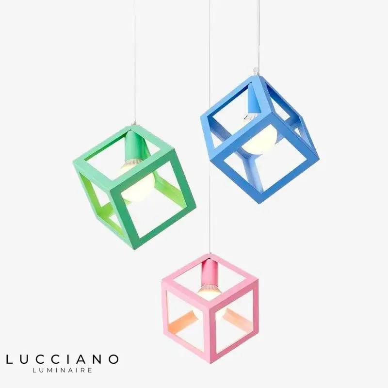 Colorful Metallic Cube LED Pendant Light