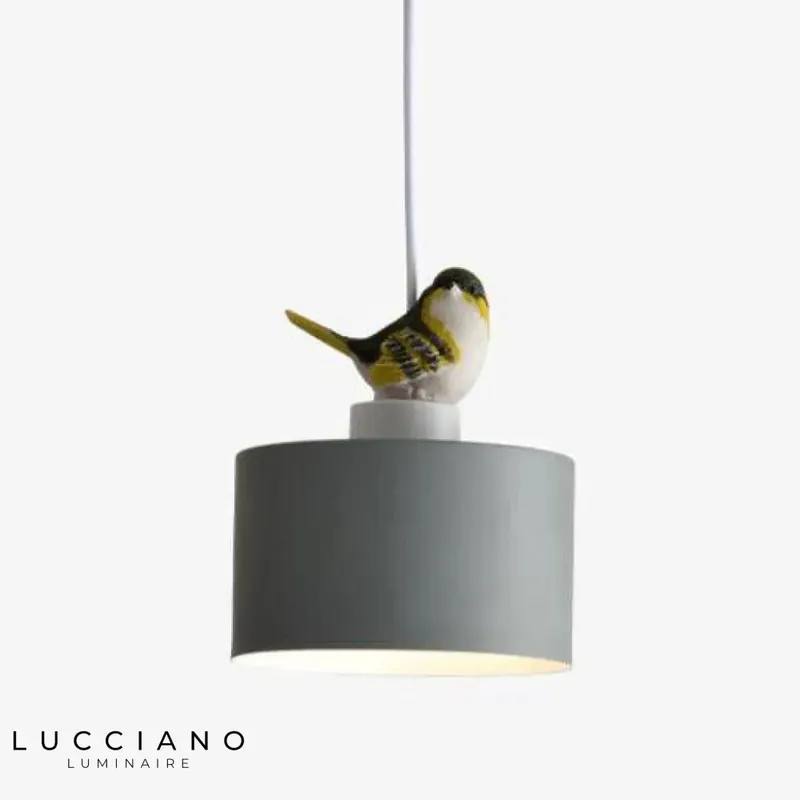 Colorful LED pendant light with Botimi bird