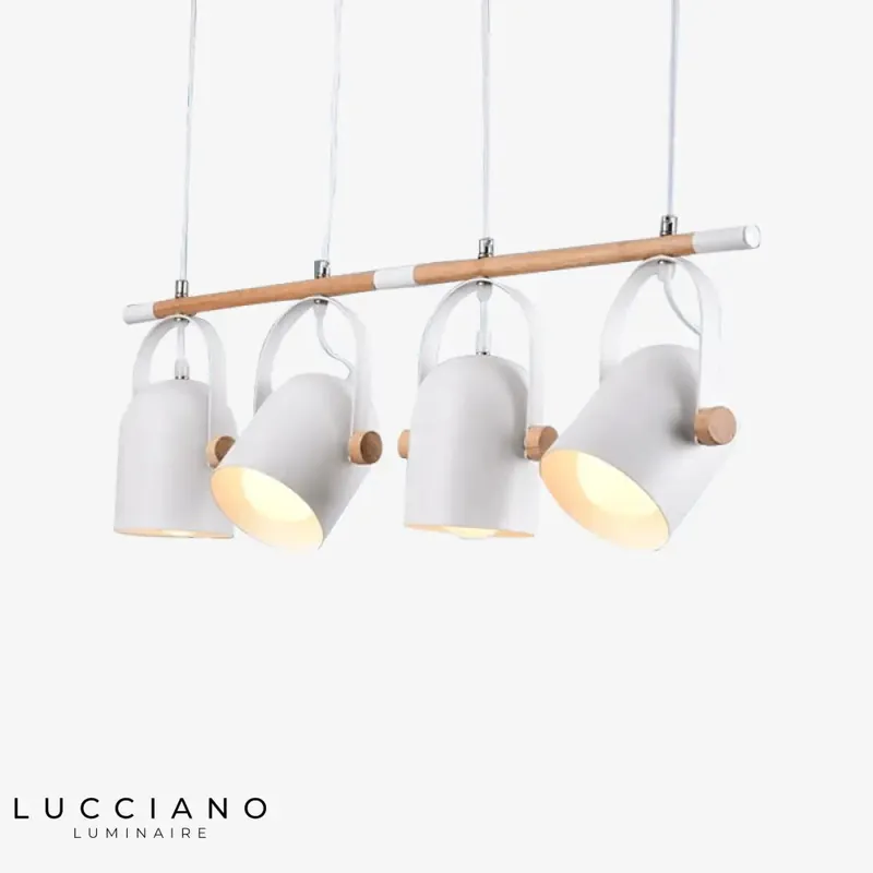 Adjustable wood and metal LED chandelier