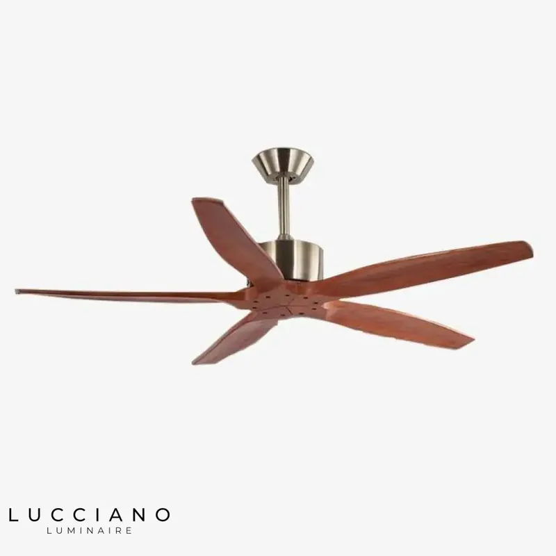 Ceiling fan with wooden blades