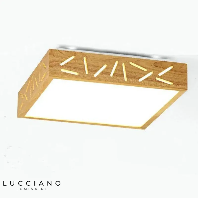 Square Perforated Wood LED Ceiling Light