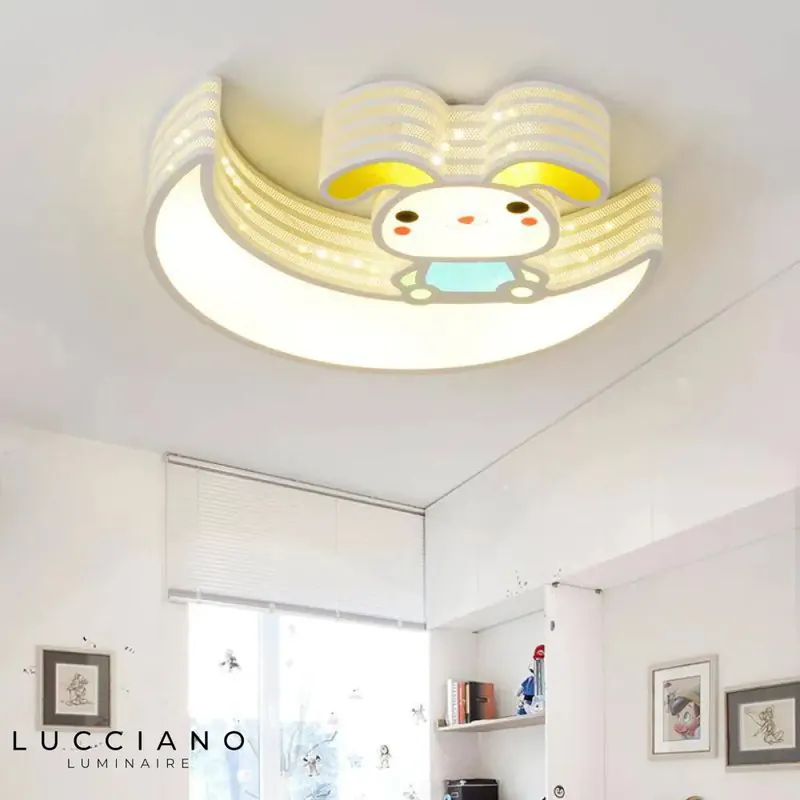 Children's moon and rabbit ceiling light