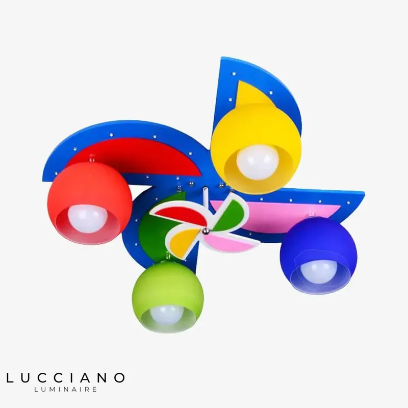 Children's LED ceiling light with colorful propeller