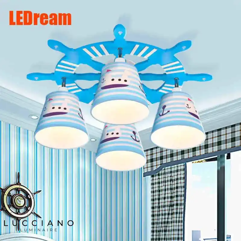 Blue Boat Lampshade Ceiling Light Child