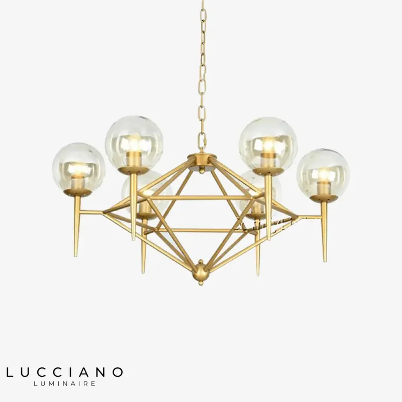 Vintage gold chandelier with loft globe