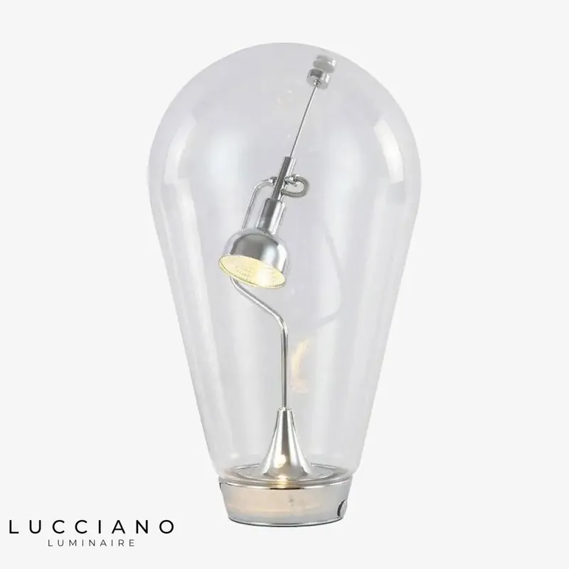 Designer chrome LED glass lamp