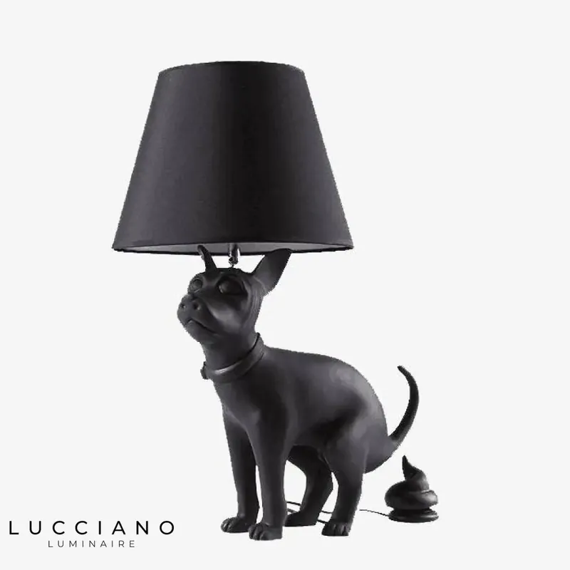 Black Dog Lamp with Lampshade