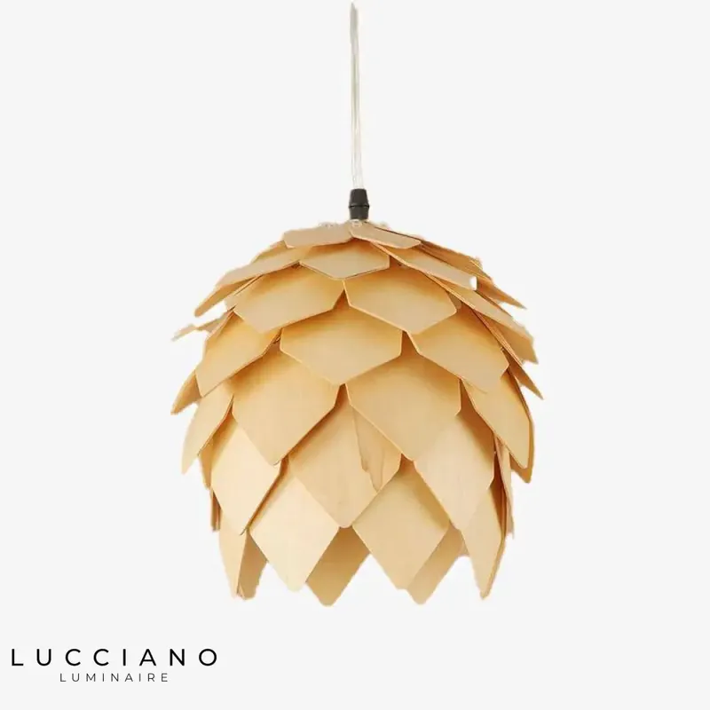 Wooden petal flower LED pendant light