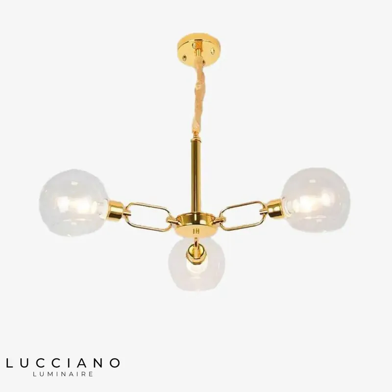 Designer LED chandelier with glass globes