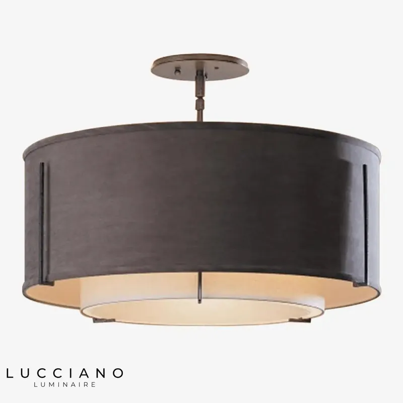 Two-Tone Fabric Circle Ceiling Light