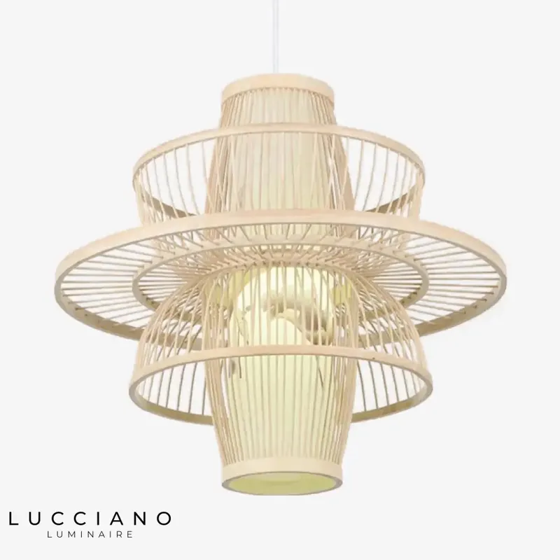 Bamboo Cage Farmhouse Pendant Light