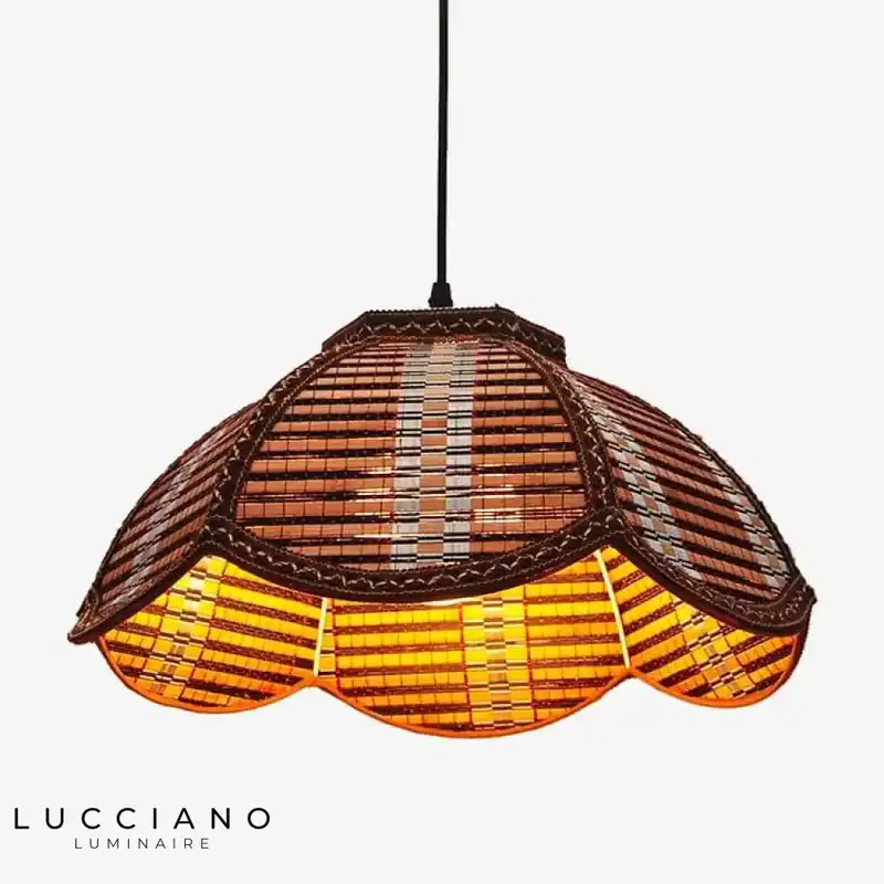 Asian Wavy Bamboo Pendant Light