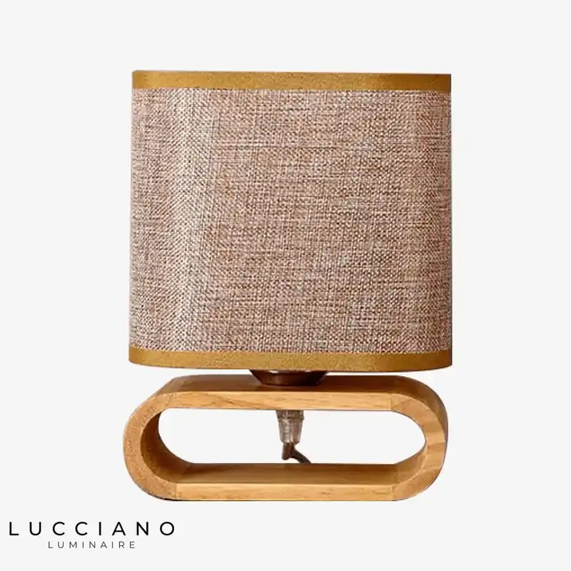 Wooden bedside lamp with Wedding lampshade