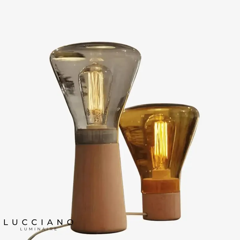 Aurora lamp in glass and wood