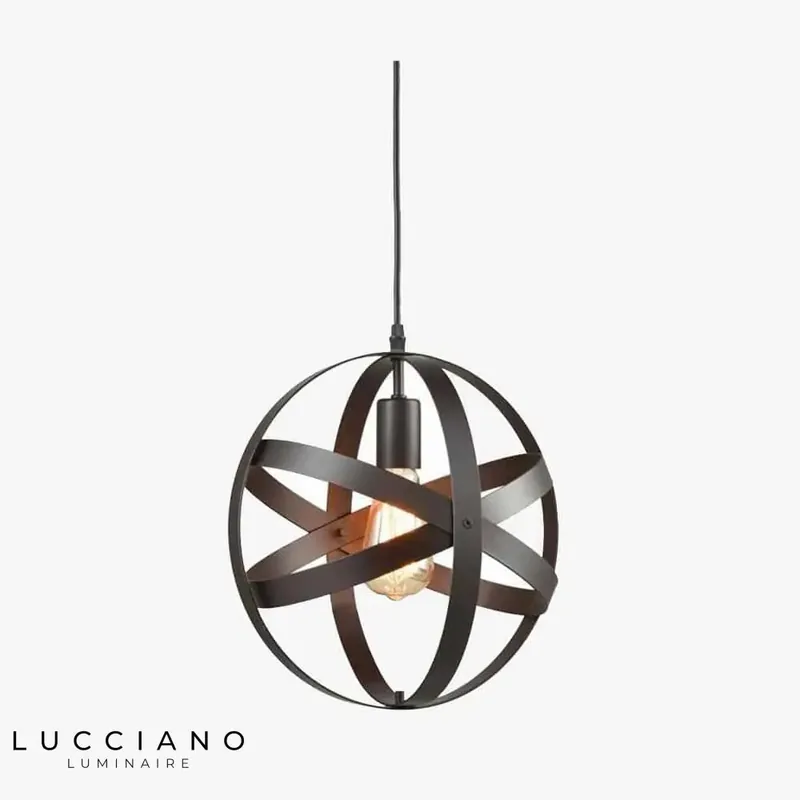 Vintage black metal cage pendant light