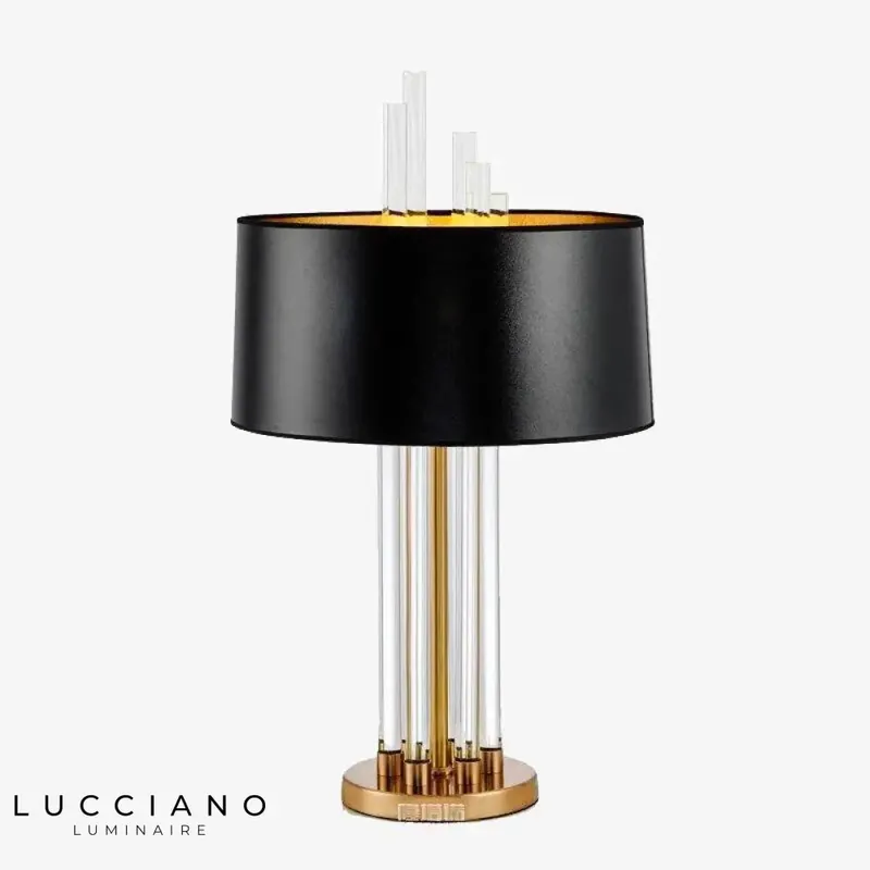 Gold glass lamp, black lampshade