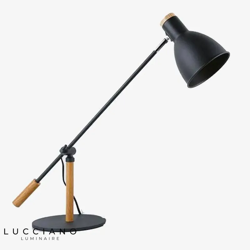 Adjustable metal and wood LED lamp