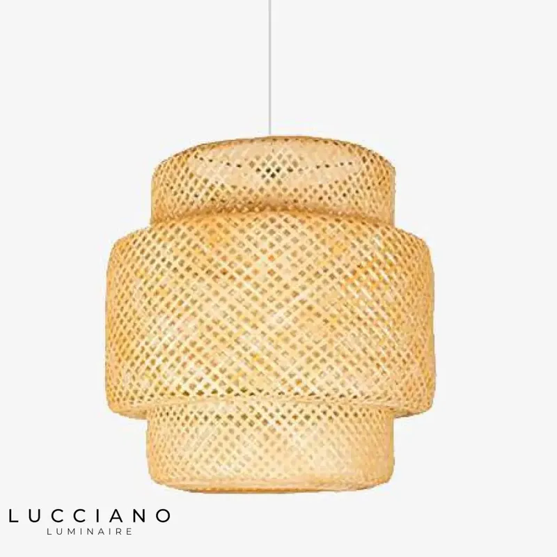 Bamboo rattan pendant lights varied shapes