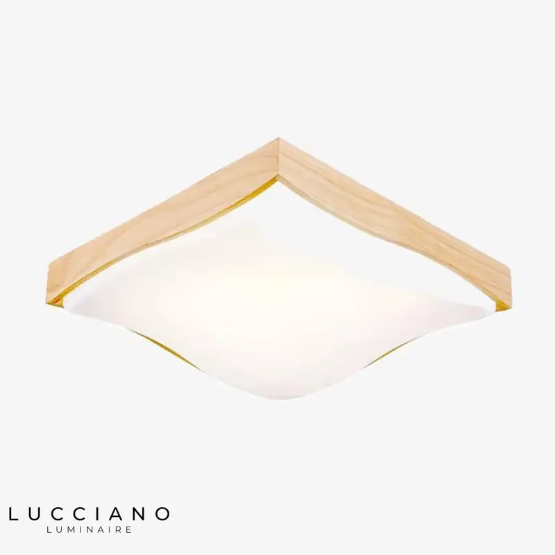 Square corrugated wooden LED luminaire