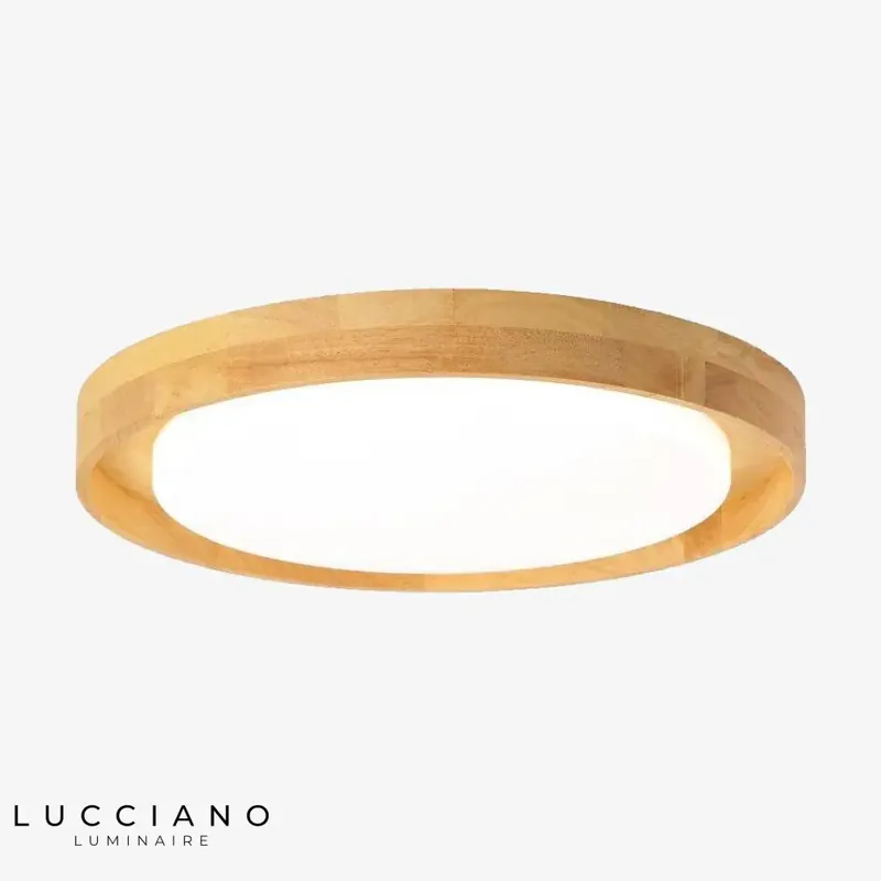 Round wooden LED designer ceiling light