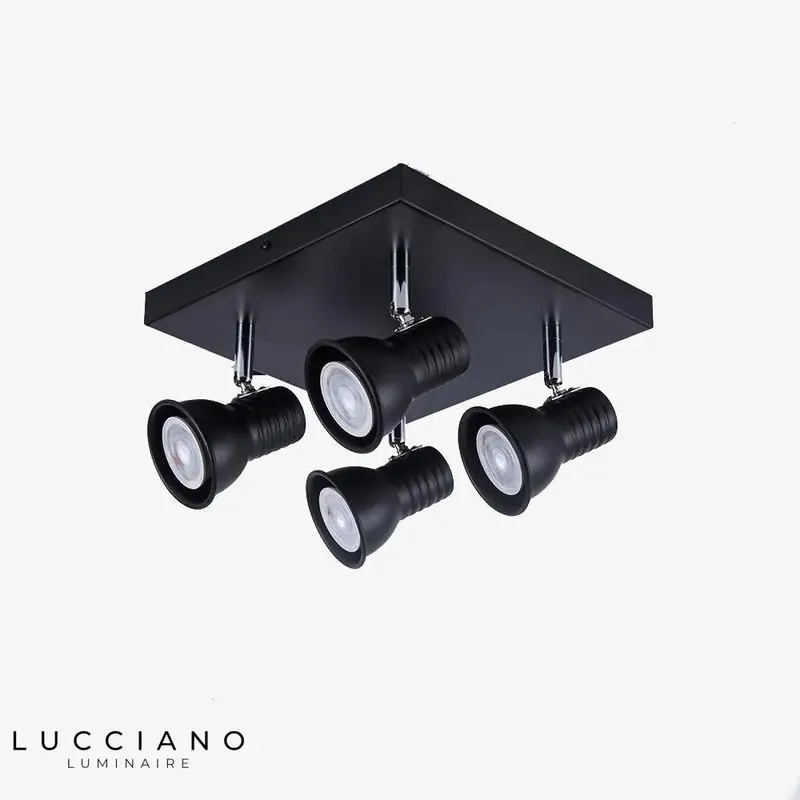 Adjustable black LED ceiling light.