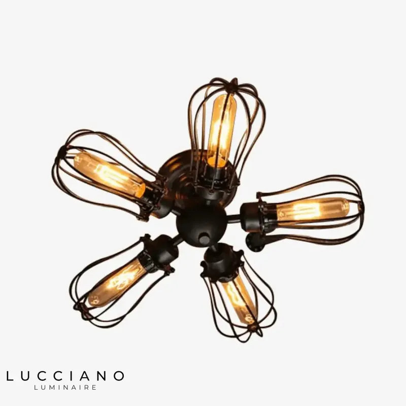Rustic metal cage ceiling light
