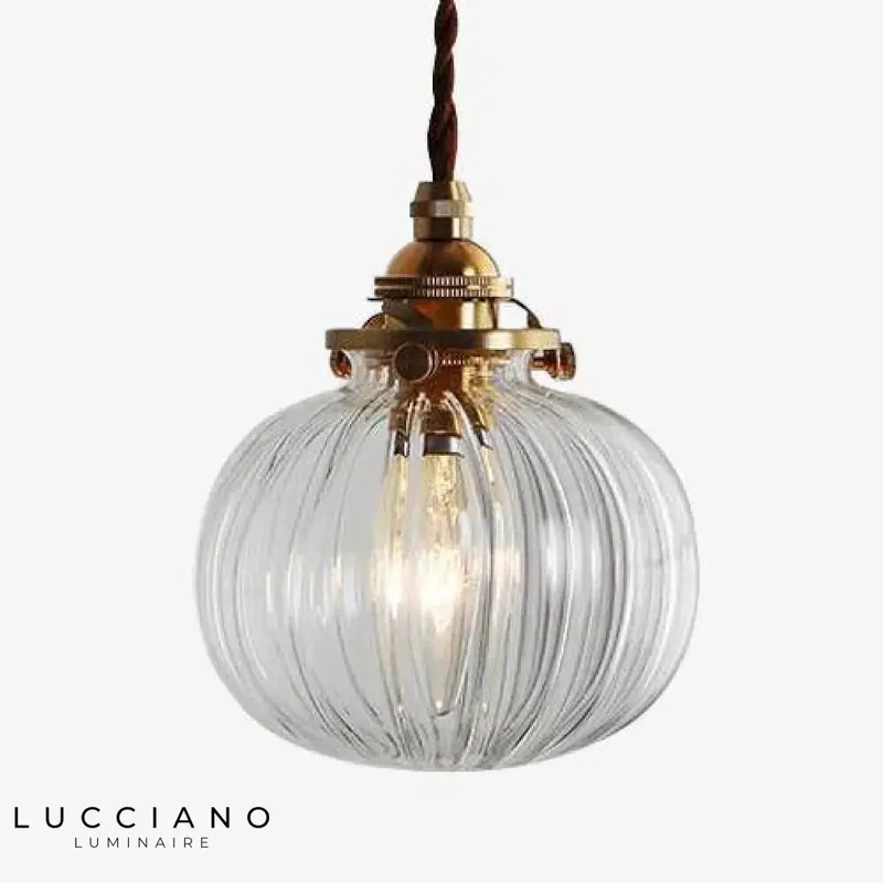 Gilded Glass and Metal LED Pendant Light