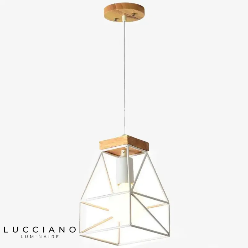 White metal cage LED pendant light