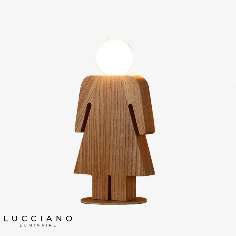 Wooden lamp girl logo