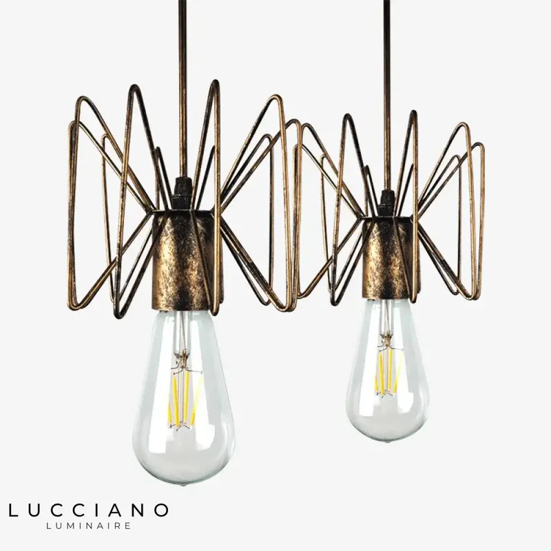 Adjustable retro gold LED pendant light