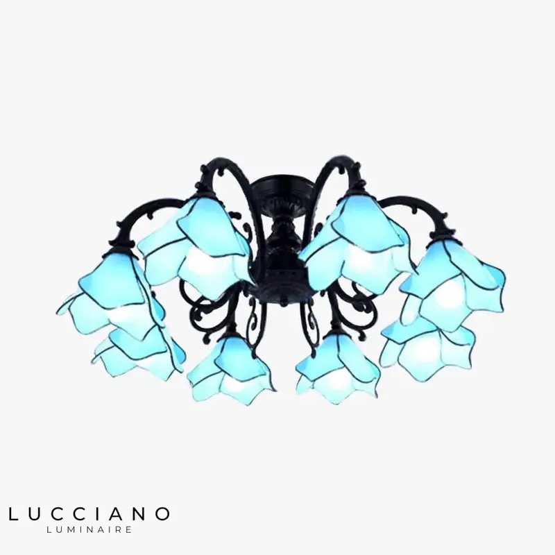 LED Chandelier Colored Glass Flowers