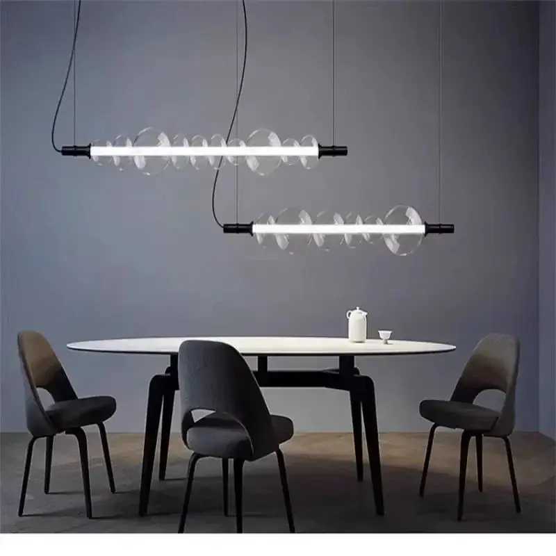 Glass pendant chandelier with LED lights for modern decor