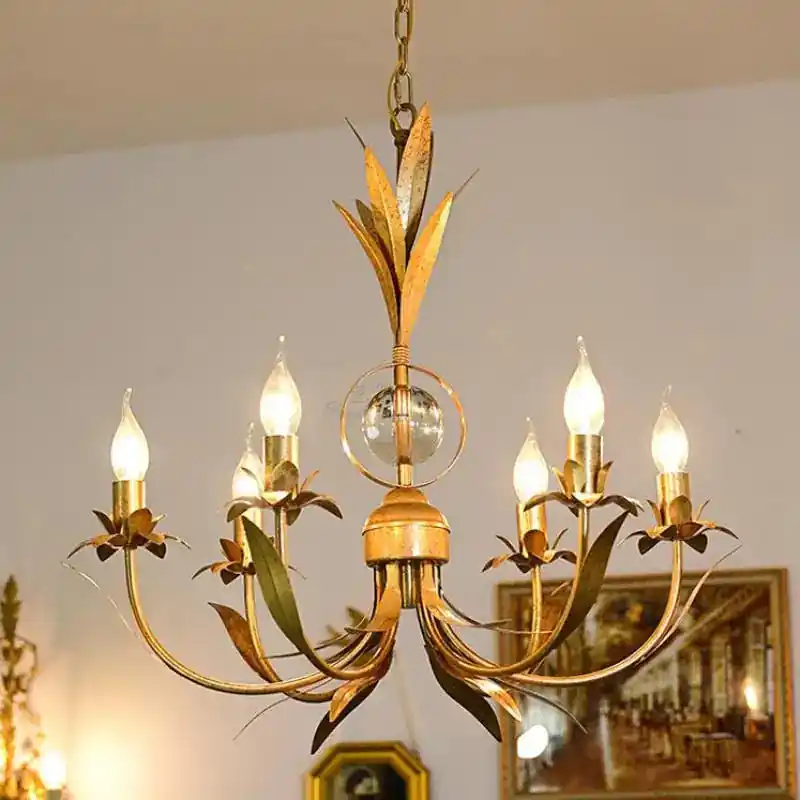 6-arm vintage retro iron chandelier for nostalgic lighting