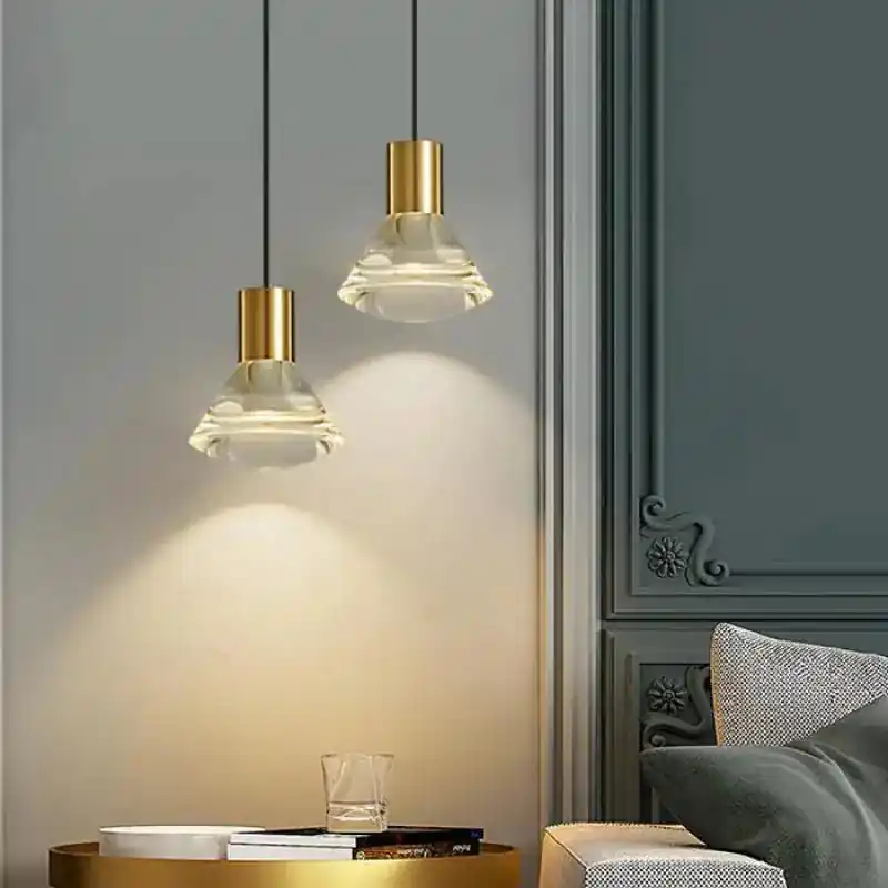 Copper chandelier with modern LED lighting for interior decoration