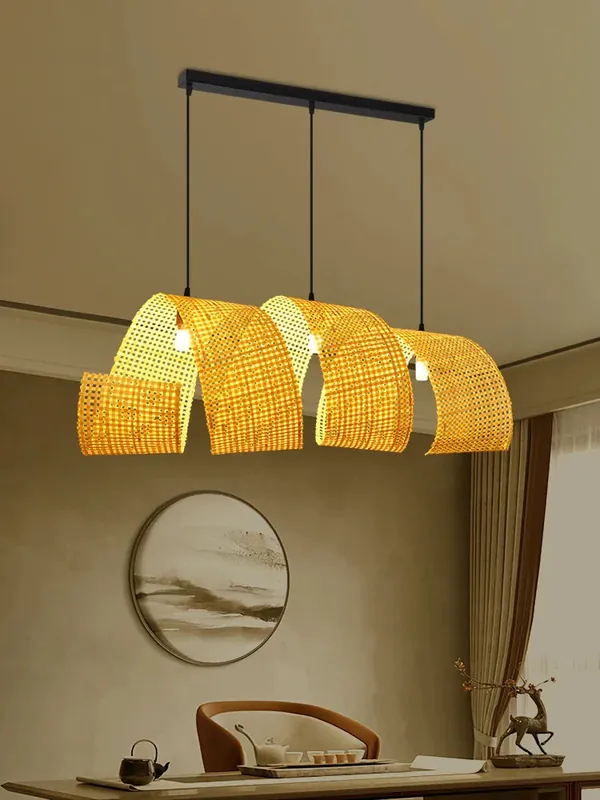 Japanese-style bamboo chandelier for Asian zen decor