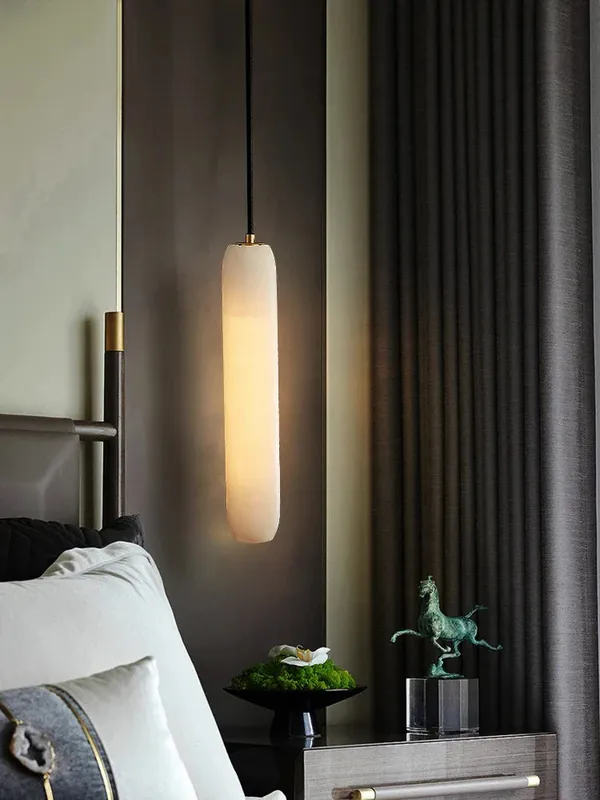Modern minimalist marble and copper chandelier for interior design