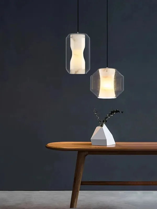 Natural marble glass chandelier modern minimalist design decoration