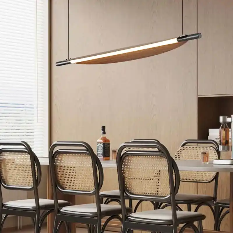 Japanese retro style walnut wood chandelier for interior decoration