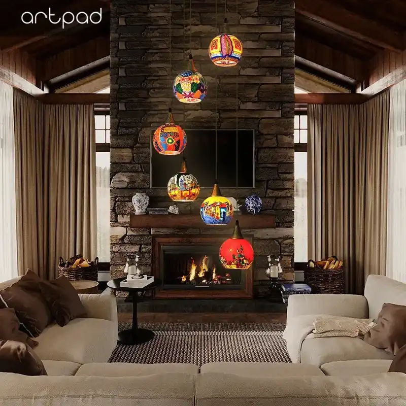 Handmade Vintage Turkish Mosaic Chandelier for Home Decor