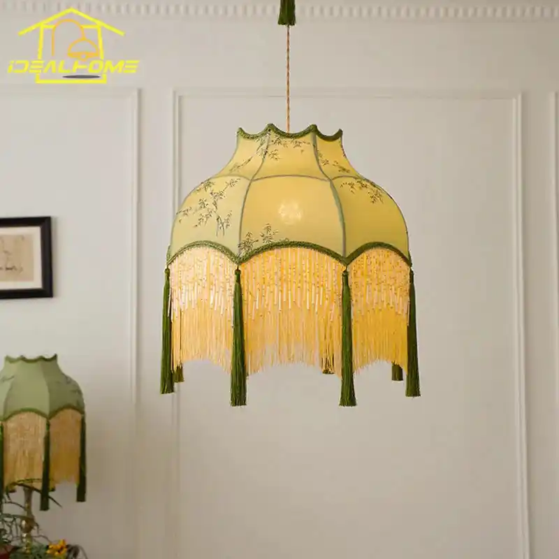 Vintage copper fabric chandelier in Chinese style for interior decoration