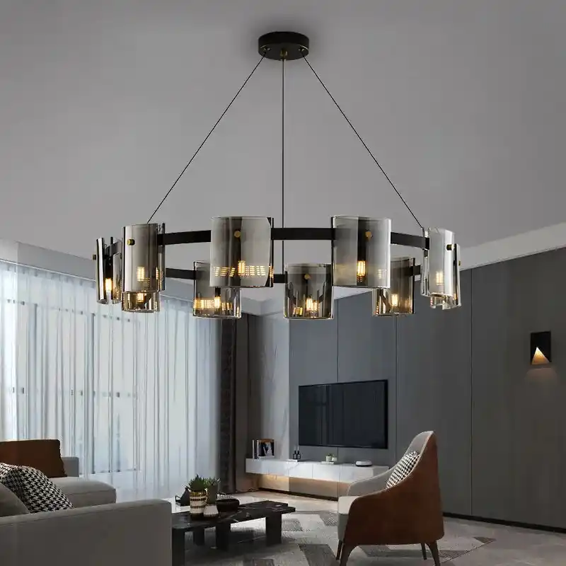 Modern smoked glass chandelier for elegant decor