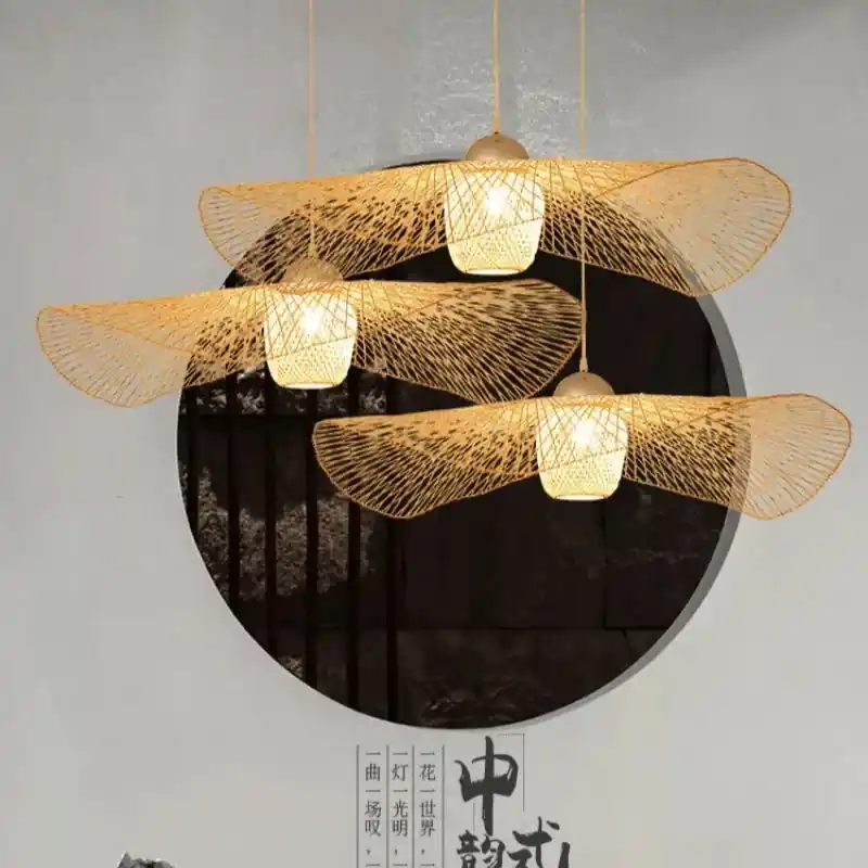Japanese style woven bamboo chandelier for modern decor