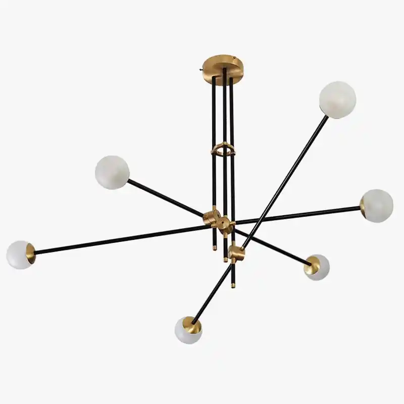 elegant light metal chandelier with glass balls