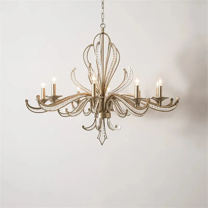 Vintage metal and crystal chandelier for interior decoration