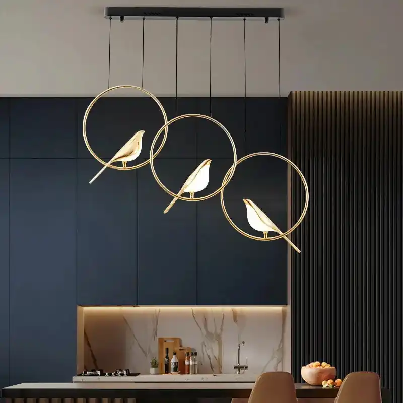Golden bird chandelier for Nordic-style interior decoration