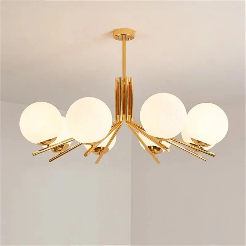 Modern LED chandelier with gold metal lampshades
